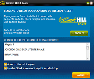 William HIll Poker installazione